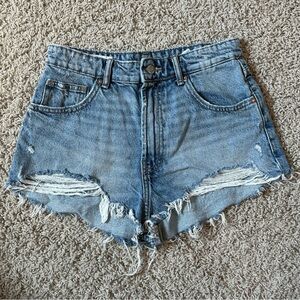 Zara denim shorts, high waisted, ripped
